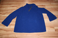 monari Pullover Gr. 42- 44 Damen Strickpullover blau Strickpulli 100% Baumwolle