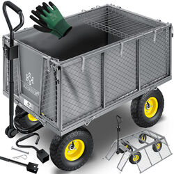 KESSER® Bollerwagen 550kg Transportwagen Gartenwagen Gerätewagen Handwagen NEU✓ Innenplane ✓ Luftbereifung ✓ Gitterablage ✓ bis 550kg