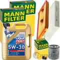 MANN INSPEKTIONSPAKET+5L LIQUI MOLY 5W-30 ÖL passend für AUDI A1 8X VW POLO 6R