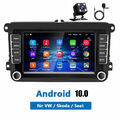 7" Autoradio Android 10 GPS Navi 2 DIN Für VW GOLF 5 6 Passat Touran Polo Caddy