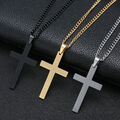 Herren Damen Kette Halskette Kreuz Anhänger Edelstahl Kruzifix Jesus Gif # O