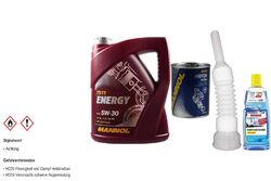 5L MANNOL Motoröl Energy 5W-30 API SL inkl. Additiv Auslaufschlauch Reiniger