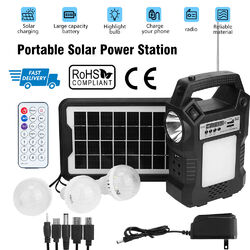 Tragbare Powerstation Solar Generator Akku Ladegerät mit Solarpanel & Glühlampe