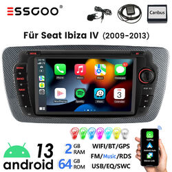 7" Carplay Autoradio 64G Android 13 GPS Navi RDS BT Für Seat Ibiza IV 6J 2009-13