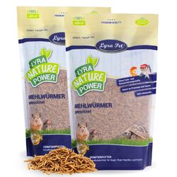 2 x 1 kg Mehlwürmer getrocknet Vogelfutter Fische Nager Reptilien Lyra Pet®