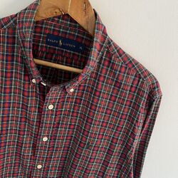 Polo Ralph Lauren Hemd XL X Large Herren Rot Schottenkaro Regular Fit Langarm