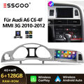 Für Audi A6 C6 4F MMI 3G 2010-2012 Android 13 Autoradio Carplay GPS KAM 6+128GB