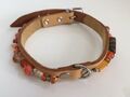 Hunde Halsband, Lederhalsband Hund, Echtleder, bestickt, Gr. S/M, Länge 43 cm