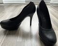 Tamaris  Plateau Pumps Gr. 37 - Damenschuhe - schwarz Leder NEU - Absatz 11,5cm