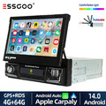 Single DIN Autoradio Carplay Flip Out 4+64G 7" Android 14 GPS NAVI WIFI RDS SWC