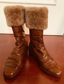 Belstaff Trialmaster 1955 💕 Winter-Leder-Stiefel Lammfell Gr. 39 Cognac Braun