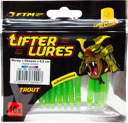 Lifter Lures Wurmy 6,5cm FTM Gummi schwimmend für Forelle Käse Aroma Trout Köder