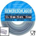 PVC Druck Gewebe Universal Wasser Luft Schlauch klar 13 x 19 mm PN 15 bar - 25 m