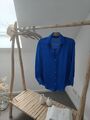 Zara Bluse Satinbluse blau S 36