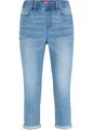 Damen Gummizug Jeans Capri blau Bermuda Stretch Denim Hose 36 38 40 42 44 46 308