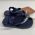 Havaianas Baby Brasil Logo Slingback Flip-Flops, Gr. 19, UK 3C, Navy/Gelb