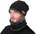 Herren & Damen Beanie Hüte Warm Strickmütze Wintermütze Mütze und Loop Schal Set