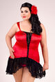 ANDALEA KLEID STRING SCHWARZ ROT SPITZE clubwear  chemise übergröße plus size 