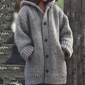 Winter Mode warme lange Frauen Kapuze Langarm Strickjacke lose Mantel