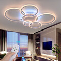 Modern RGB LED Deckenleuchte Dimmbar mit Fernbedienung 5-Ring Deckenlampe 80W
