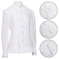Klassische viktorianische Bluse mit Vintage Lotus Rüschen Top für Damen Gothic