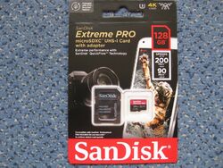 SanDisk microSDXC Karte Extreme PRO 128 GB 4K UHD mit Adapter 200MB/s NEU, OVP!