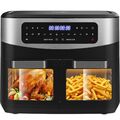 Heißluftfritteuse Dual Zone Heißluftfritteuse XXL,10 Programme, Air fryer 12L