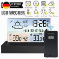 Funk Wetterstation mit Außensensor Hygrometer Thermometer Wecker Uhr Farbdisplay