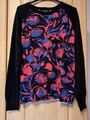 Neuer schwarzer Feinstrick-Pullover Gr.38 von Amy Vermont, Viskose,  Blumenmotiv