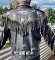 Herren Motorrad Lederjacke Rindsleder, Klassiker mit  Fransen, Retro, Vintage