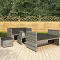 5-tlg. Garten-Lounge-Set mit Auflagen Poly Rattan Grau