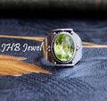 Facettierter Peridot Edelstein 925 Sterling Silber Ring Schmuck Geschenk für ...