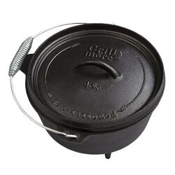 Dutch Oven Gusseisen BBQ Feuertopf Schmortopf Gusstopf Bräter Set 4l Topf 29cm🔥 Deckel als Pfanne verwendbar 🔥 5 kg 🔥 inkl Henkel