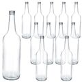 12 Geradhalsflasche 1L + Schraubverschluss Silber 1000ml Glasflasche Saft Wasser