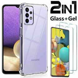 Für Samsung S23 Ultra S22 S21 FE A52 A13 A23 A53 A73 Mit Glas Klar Schutzhüllen