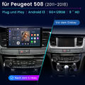 6+128G Für Peugeot 508 2011-2018 Android 13 Autoradio CarPlay GPS Navi RDS BT DE