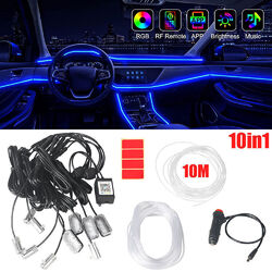 10in1 10m RGB LED Auto Innenraumbeleuchtung Ambientebeleuchtung Lichtleiste APP#