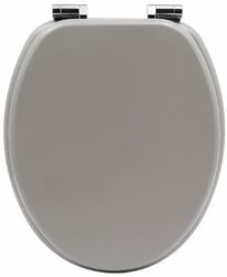 WC-Sitz FINE Silber Toilettensitz mit Absenkautomatik WC-Brille MDF Holzkern