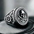 Totenkopf Pirat Ring Edelstahl Schiff Ruder Schwert Herren Mode Schmuck Biker 82