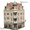 Diorama H0/1:87 Faller Top Gebäude Kleinstadt Stadthaus Eckhaus #patiniert