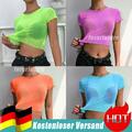 Mesh-Top Transparent Durchsichtig Bauchfreies T-Shirt Bluse T-Shirt Für N