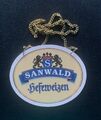 Zapfhahnschild " Sanwald Hefeweizen ", mit Kettte.