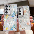 Für Samsung S24 Ultra S23 FE A55 A15 A54 Stoßfeste Blume Beschichtung Case Cover