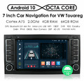 8-Kern Android 10 Autoradio GPS DAB+CarPlay 4+64GB 4G Für VW T5 Multivan Touareg