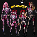 Skelett Kostüm für Damen Kinder Halloween Karneval Skelettkostüm Jumpsuit Gifts