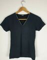 Frauen T-Shirt Oberteil Blau Gr. 38 Vintage Damen Shirt V-Ausschnitt Netz Y2K 😊