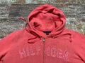 Tommy Hilfiger Damen großes Logo rosa Reißverschluss Hoodie Pullover Größe XS