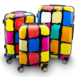 BERWIN Reisekofferset 3-teilig Hartschalenkoffer Trolley Koffer Hardcase Patch