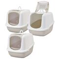 3er Sparpack XXL Katzentoilette Katzenklo Katzen-WC NESTOR JUMBO weiss-beige 