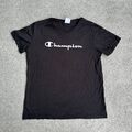 CHAMPION Damen T-Shirt Gr. XL Regular Fit Classic Logo Retro 21105 Schwarz